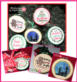 CHRISTMAS ORNAMENTS/TAGS- Set of Five In The Hoop Machine Embroidery-Digital Download