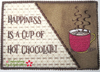Cup of Hot Chocolate Mug Mat/Mug Rug In The Hoop Embroidery Design.Digital Download