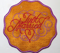 JUST MARRIED COASTER In The Hoop Machine Embroidery -  DIGITAL DOWNLOAD