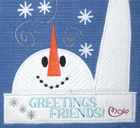 INTRO PRICING - WINDY SNOWMAN CANVAS KEEPSAKE  In The Hoop Machine Embroidery