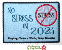 NO STRESS IN 2024! Set of Two In The Hoop Mug Mat Digital Download
