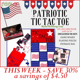 STARS & STRIPES TIC TAC TOE GAME MAT SET w/ Drawstring Bag & Playing Pieces-  Digital Download