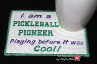 PICKLEBALL MUG MAT SET -  In The Hoop Embroidered Mug Mat Design - DIGITAL DOWNLOAD
