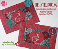 SAMANTHA MONOGRAM PLACE MATS  In The Hoop Machine Embroidery Design