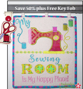 MY SEWING ROOM WALLHANGING-  In The Hoop Machine Embroidery