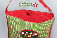 HOLLY JOLLY CHRISTMAS TOTE BAG Partial in the Hoop Machine Embroidery Design -