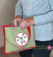 HOLLY JOLLY CHRISTMAS TOTE BAG Partial in the Hoop Machine Embroidery Design -