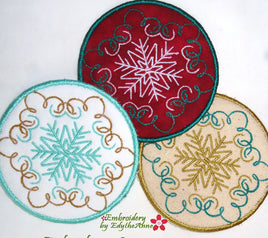 WINTER SNOWFLAKE COASTER IN THE HOOP MACHINE EMBROIDERY