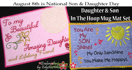 SON AND DAUGHTER MUG MAT IN THE HOOP SET