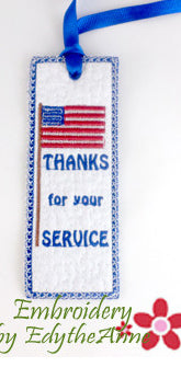THANKS FOR YOUR SERVICE BOOK MARK In The Hoop Digital File.