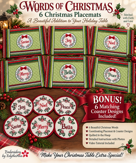 WORDS OF CHRISTMAS PLACE MAT SET  In The Hoop - DIGITAL DOWNLOAD
