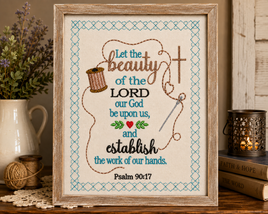 Work of Our Hands Canvas Keepsake – Psalm 90:17 Machine Embroidery Design
