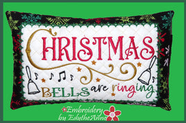 Christmas Bells are Ringing Accent Pillow | In The Hoop Machine Embroidery