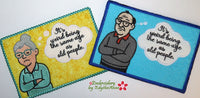 IT'S WEIRD BEING SAME AGE In The Hoop Whimsical Embroidered Mug Mats  - Digital Download