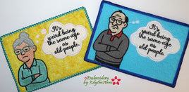 IT'S WEIRD BEING SAME AGE In The Hoop Whimsical Embroidered Mug Mats  - Digital Download