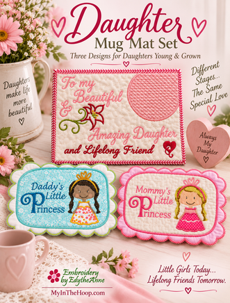 Daughter mug mat set ITH
