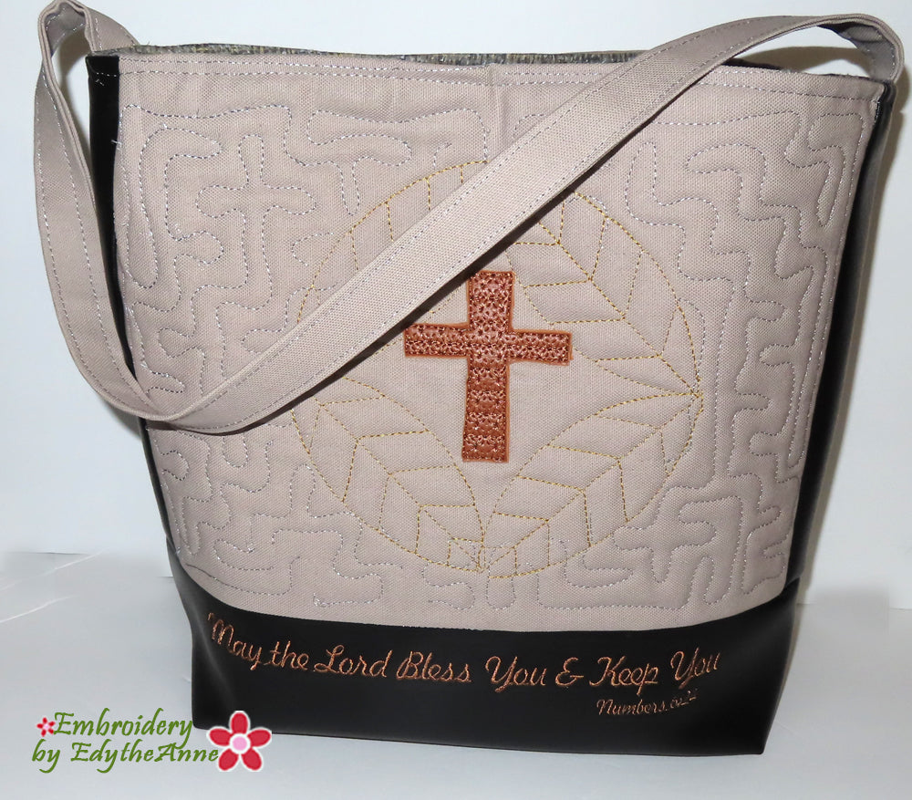 MEDALLION FAITH BASED TOTE BAG Partial in the Hoop Machine Embroidery ...