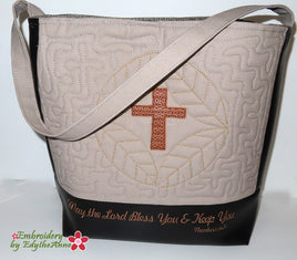 MEDALLION FAITH BASED TOTE BAG Partial in the Hoop Machine Embroidery Design -