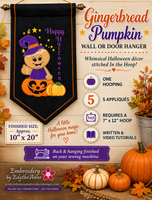 Gingerbread Pumpkin Halloween Wall & Door Hanger ITH Embroidery