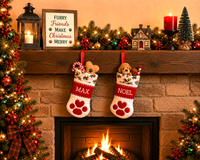 Pet Christmas Stocking for Dogs & Cats – In-the-Hoop Machine Embroidery Design – 3 Hoop Sizes