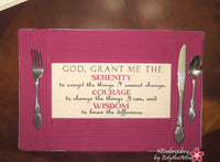 SERENITY PRAYER PLACEMAT & Wall Hanging In The Hoop Machine Embroidery  - Digital Download