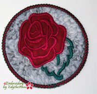 ROSE APPLIQUE COASTER  Machine Embroidery Design - Digital Download