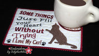 SAVE 50% THIS WEEK! CAT POSES In The Hoop Embroidered Mug Mat Set-Digital Download