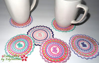 EASTER MANDALA COASTER In The Hoop Machine Embroidery - DIGITAL DOWNLOAD