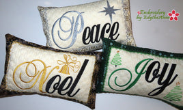 ON SALE- Accent Pillows " WORDS OF CHRISTMAS"  Machine Embroidery In The Hoop