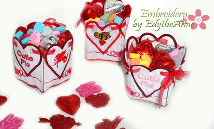  VALENTINE BOXES 3 different filled the candy - Machine Embroidery Designs - In the hoop embroidery project - by EdytheAnne - 3