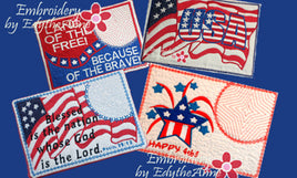 .July 4th In The Hoop Patriotic SET OF 4 MUG MAT SET- INSTANT DOWNLOAD - Embroidery by EdytheAnne - 1