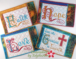 Faith Hope Love Mug Mat/Mug Rug set of Four -  Digital Download