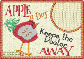 APPLE A DAY Chicken Salad Mug Mat  - Machine Embroidery Design - Digital Download