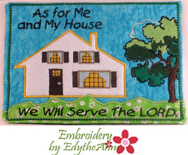 AS FOR ME AND MY HOUSE In The Hoop Machine Embroidered Mug Mat