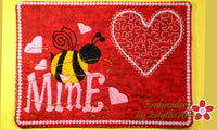 BEE MINE Valentine Mug Mat/Mug Rug - INSTANT DOWNOAD - Embroidery by EdytheAnne - 1