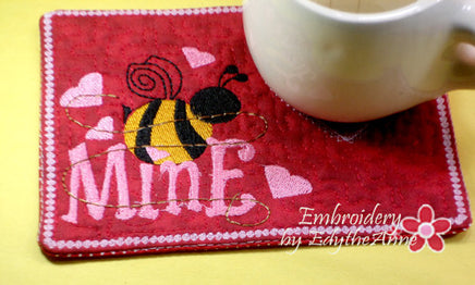 BEE MINE Valentine Mug Mat/Mug Rug - INSTANT DOWNOAD - Embroidery by EdytheAnne - 4