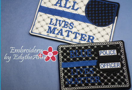 ALL LIVES MATTER...BLUE LIVES MATTER Set of 2 Designs and 2 Sizes.  In The Hoop Machine Embroidered Mug Mat/Mug Rug.  - Digital File - Instant Download - Embroidery by EdytheAnne - 1