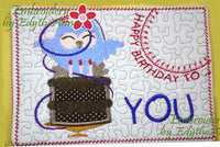 HAPPY BIRTHDAY TO YOU...In The Hoop Embroidered Mug Mat/Mug Rug Design.   - Digital File - Instant Download - Embroidery by EdytheAnne - 3