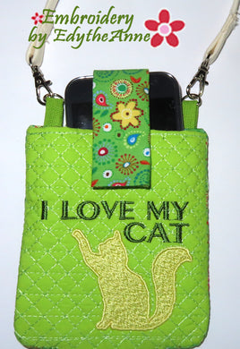 I LOVE MY CAT  PHONE CARRIER- IN THE HOOP - Instant Download