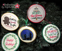 CHRISTMAS ORNAMENTS/TAGS- Set of Five In The Hoop Machine Embroidery-Digital Download