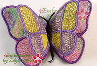 MYLAR BUTTERFLY 3-D- MACHINE EMBROIDERY DESIGN - IN THE HOOP -DIGITAL DOWNLOAD