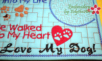 I LOVE MY DOG In The Hoop Embroidered Mug Mat/Mug Rug.  Easy and quick to stitch.  - Digital File - Instant Download - Embroidery by EdytheAnne - 4