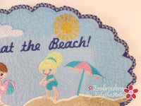 LIFE AT THE BEACH... In The Hoop Embroidered Mug Mats/Mug Rugs.  Digital Download