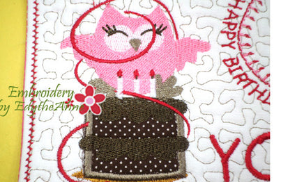 HAPPY BIRTHDAY TO YOU...In The Hoop Embroidered Mug Mat/Mug Rug Design.   - Digital File - Instant Download - Embroidery by EdytheAnne - 4
