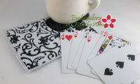 4 PIECE CARD GAME Set Machine Embroidery In The Hoop Embroidered Mug Mat/Mug Rugs.  - Digital Download