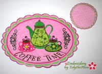 MATCHING COFFEE TIME COASTERS- In The Hoop Machine Embroidery