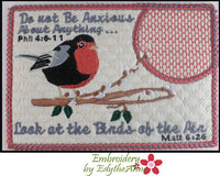 Set 2 - LOOK AT THE BIRDS In The Hoop Faith Based Embroidered Mug Mats/Mug Rugs-Digital Download