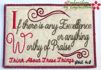 THINK ON THESE THINGS Set of 4 Mug Mats -   Philippians 4 Digital Download