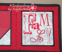 SAVE 30% THIS WEEK - FAMILY TABLE RUNNER IN THE HOOP Embroidery Design - Digital Download