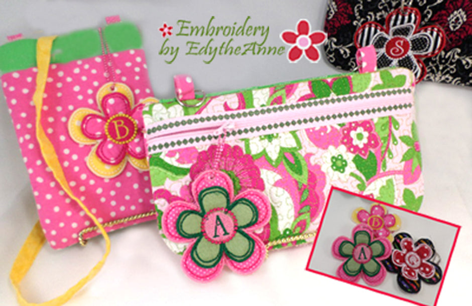 Flower Key Tags FLOWER POWER MONOGRAM KEY TAGS - DIGITAL DOWNLOAD| Embroidery by EdytheAnne
